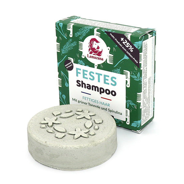 Lamazuna Festes Shampoo "fettiges Haar" - GRÜNE TONERDE 70 ml