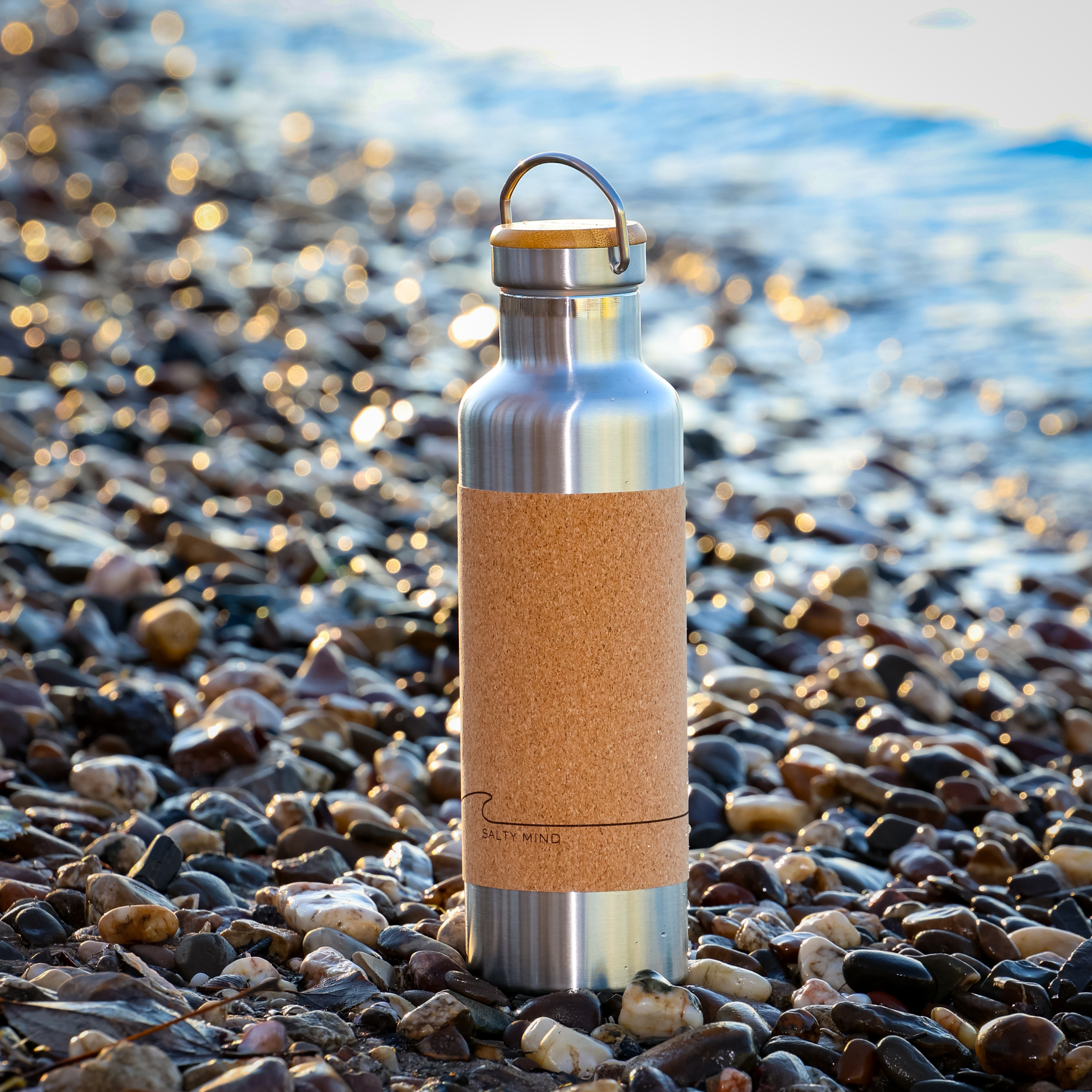 Salty Mind Edelstahltrinkflasche mit Korkummantelung