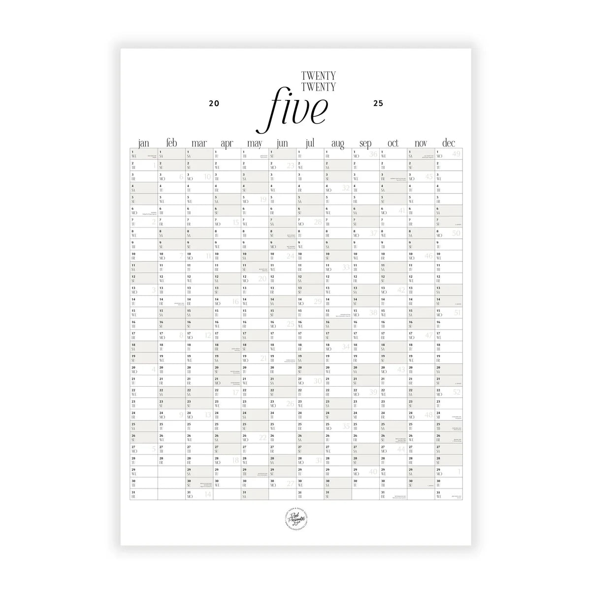 Real Passionates XL Wandkalender "TWENTY TWENTY five" DIN A1