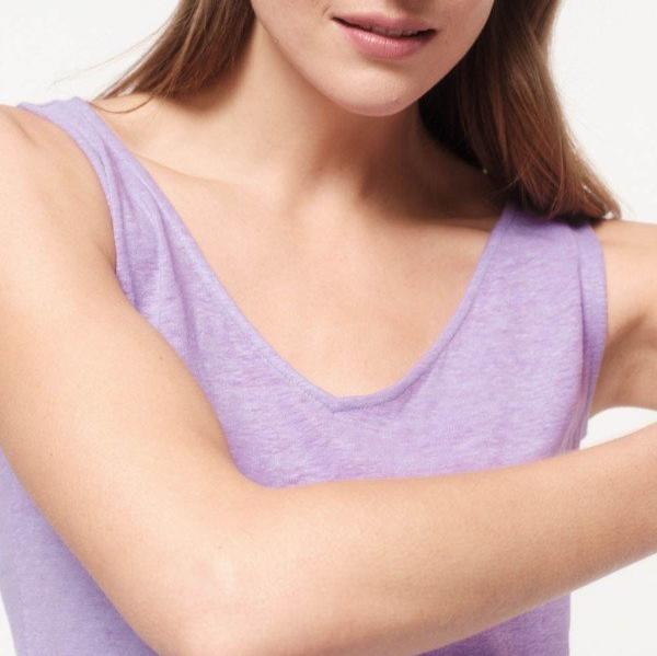 LANIUS Damen Basic Tanktop mit V-Ausschnitt