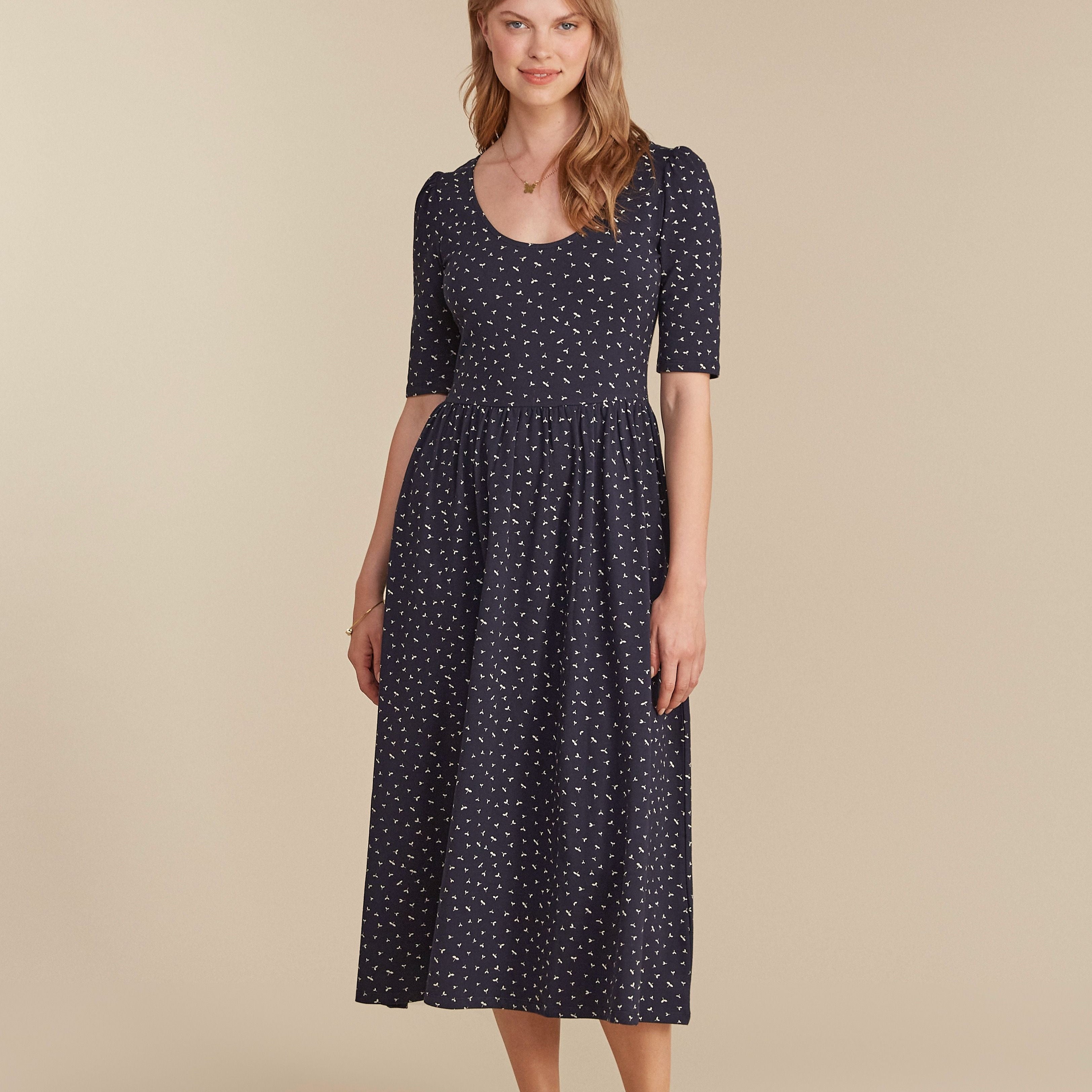 People Tree Midi Kleid "Marlena Seed Print Dress"