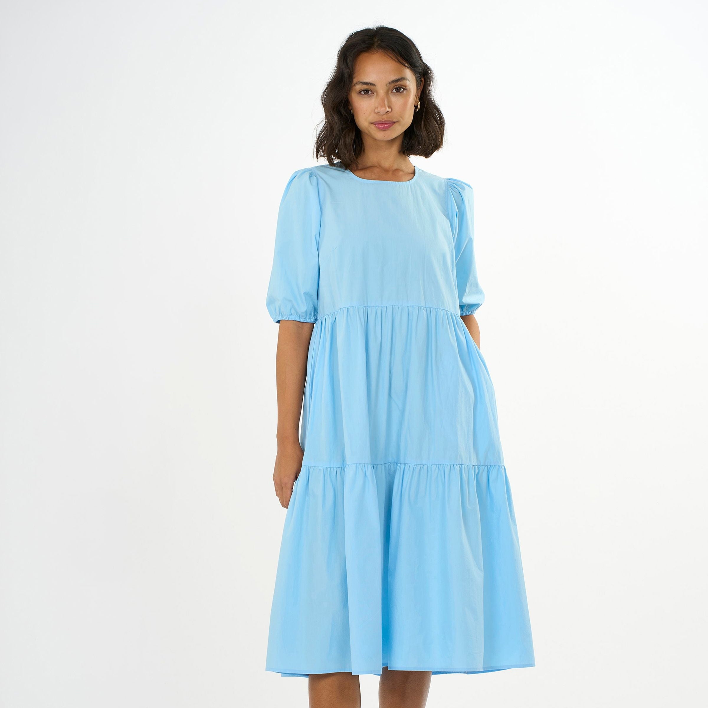 KnowledgeCotton Apparel Midi Kleid "Puff Sleeve"